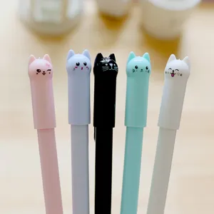 Bonito juego de bolígrafos de gel de gato de dibujos animados, bolígrafos de colores para estudiantes.