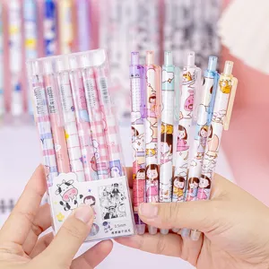 Scatola PVC penne gel cancellabili, set da 6, cancelleria carina a cartone animato 0,5mm.