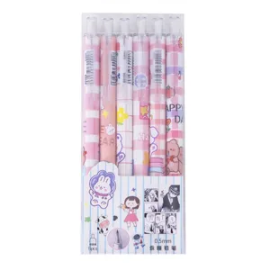 Set di 6 penne gel cancellabili retrattili in scatola PVC con simpatici disegni di orsi e conigli.