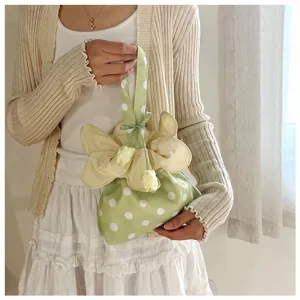 Borsa a mano in tessuto floreale a pois stile coreano, graziosa pochette per donne estate nuova