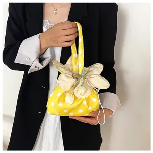 Borsa a mano in tessuto con pois e fiori stile coreano per donne borsa casual carina