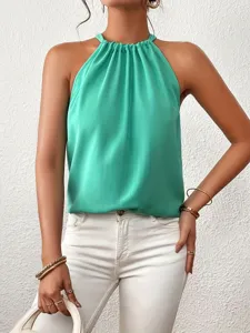 Stylish sleeveless halter neck top for women, perfect for summer casual wear and chic outfits.