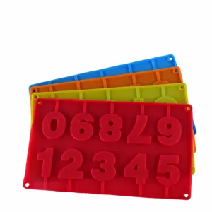 0-9 numbers silicone mold for DIY baking, chocolate, candy, and colorful cake decorating.