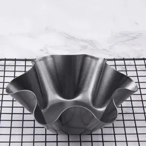 Molde de Horno de Forma Floral de Acero al Carbono Antiadherente Borde Ondulado Bandeja de Pastel Utensilios de Cocina para Pan Tazón de Ensalada