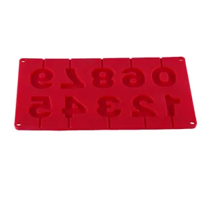 Silicone number lollipop mold for DIY chocolate cake baking 0-9 digits candy making tool.