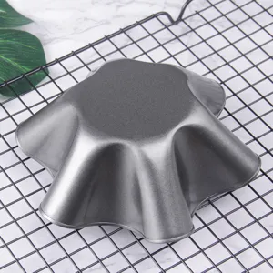 Molde para tarta antiadherente de acero al carbono, forma de flor para reposteria.