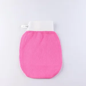 Gant de gommage rose, gant kessa texturé rugueux à une couche pour le nettoyage corporel