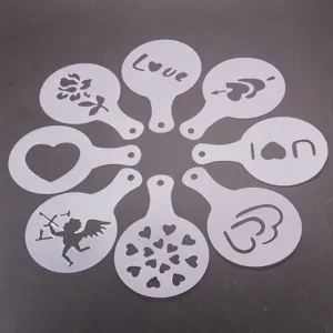 Set di 8 stencil per caffè latte art stampi cappuccino strumenti decorativi dolci