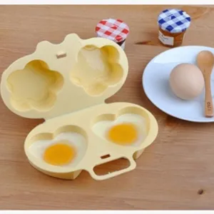 Microwave egg boiler mold with flower and heart shapes for easy breakfast cooking tool