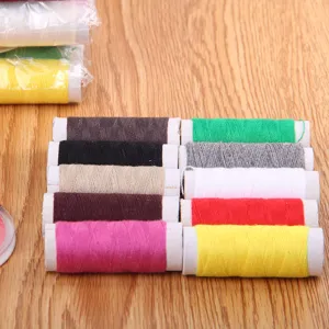 Multi-color sewing thread spools set for DIY crafting, home repair and tailoring work.