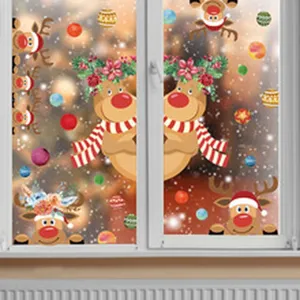 Stickers de fenetre de noel rennes autocollants statiques decoration de vitre de fete.