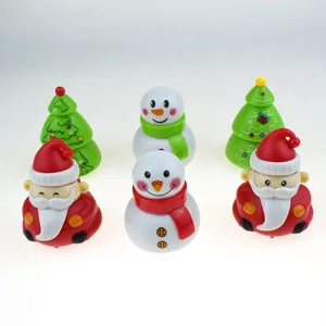 Cute Christmas pull-back toy cars set snowman and tree design for kids kindergarten gift.