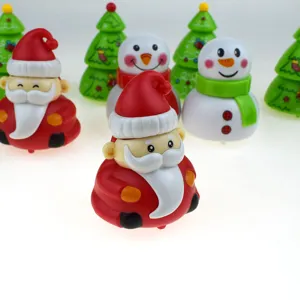 Christmas pull-back toy car, cute snowman and Santa tree design, fun holiday gift for kids.