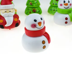 Cute Christmas pull-back toy car with snowman and tree design, perfect holiday gift.