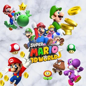 Autocollant mural Super Mario 3D World détail graphique avec des personnages emblématiques.