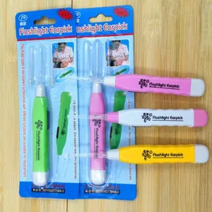 LED lighted ear pick set with multiple replacement heads for safe and easy ear cleaning.