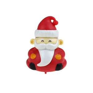 Santa Claus pull back toy car detail shot featuring cute facial expression and holiday design.