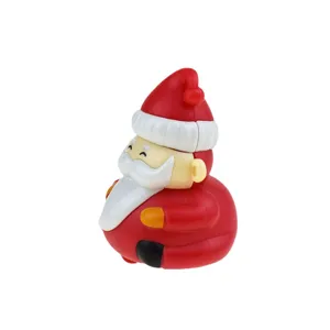 Cute Christmas Santa Claus pull back toy car kids holiday gift cute festive plastic figurine