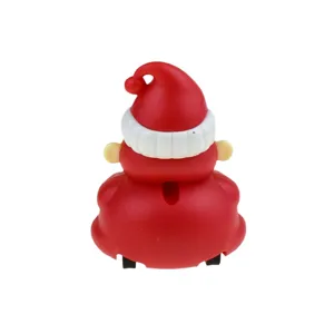 Christmas Santa Claus pull back toy car detail view, festive holiday gift for kids and kindergarten.