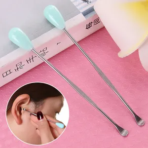 Herramienta Limpiador de Oídos de Acero Inoxidable Cureta de Metal para Eliminación de Cerumen con Mango de Plástico Cuidado Personal