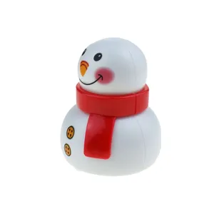 Cute snowman pull back toy car detail view, classic christmas plastic gift for kids.