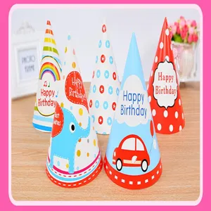 Conjunto de sombreros de cumpleaños de papel para fiesta infantil, decoraciones de dibujos.