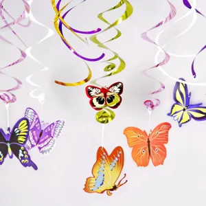Decoraciones colgantes en espiral de PVC con tema de mariposa para fiesta y festival.