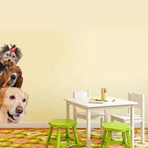 Sticker mural chien simulation 3D pour salon chambre coin décoration murale étanche