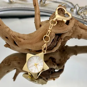 Goldfarbene Stern Taschenuhr Schlüsselanhänger Quarz dekorative Tasche Anhänger.
