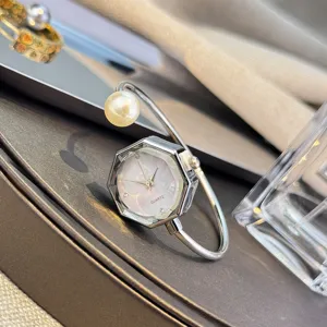 Reloj de pulsera mujer esfera octogonal perla pulsera cuarzo elegante chic