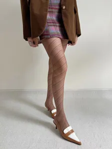 Women's jacquard tights diagonal stripe pantyhose slim fit autumn fashion hosiery.