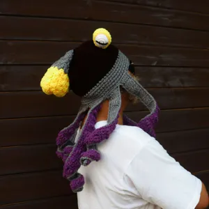 Handmade crochet octopus hat funny novelty knit beanie costume party headwear