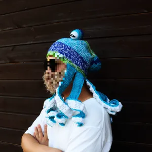 Handmade crochet octopus hat funny winter warm knitted beanie funny party costume cap