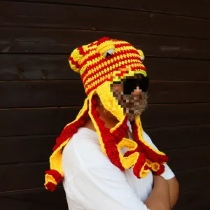 Handmade crochet octopus hat funny winter warm knitted beanie for halloween party costume