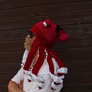 Handmade crochet octopus hat funny winter warm knitted octopus beanie cap for party