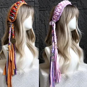 Donne Vintage Fatto a Mano Uncinetto Fascia Colorato Nappa Fascia per Capelli Stile Bohemien Pastorale Accessori per Capelli