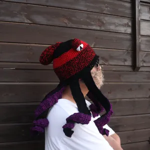 Handmade crochet octopus hat funny winter warm beanie unique novelty party headwear costume