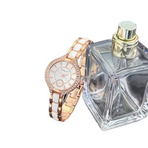 Orologio quarzo lusso con cinturino ceramica elegante oro rosa donna orologio