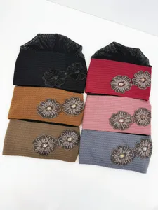 Fascia elastica bohémien elegante con perline largo per yoga sport sudore turbante