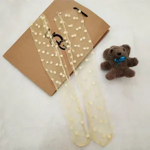Sheer polka dot mesh mid-calf socks thin summer tulle socks cute hosiery for women