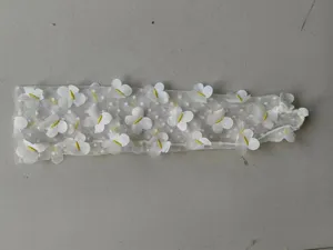 White sheer mesh lace socks featuring 3d floral embellishments and cute sweet style detail.