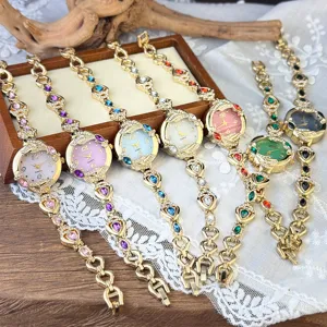 Reloj de Cuarzo de Lujo para Mujer Pulsera de Strass Pez Koi Esfera de Nácar Elegante Reloj de Pulsera con Cadena de Aleación Joyería Regalo para Mujer