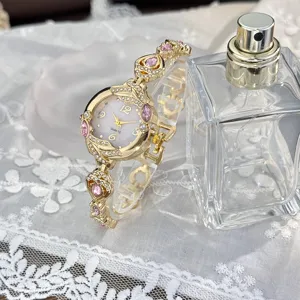 Elegante reloj de cuarzo para mujer con pulsera de diamantes de cristal y nácar