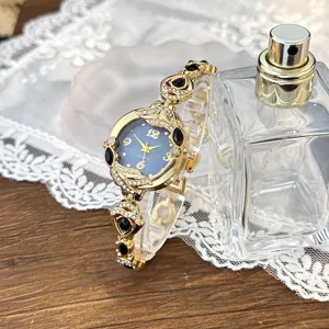 Reloj de cuarzo mujer lujo pulsera estrás esfera azul elegante moda accesorio regalo joya