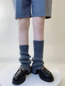 Calentadores de punto gris para mujer, suaves calcetines de pantorrilla de invierno.