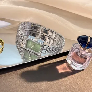 Europäische und amerikanische Strass rechteckige Armbanduhr mit Quarzwerk für Damen