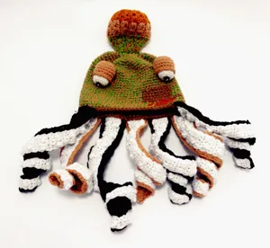 Handmade crochet octopus hat funny party knitted beanie quirky costume cap for adults