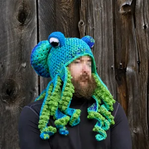 Funny octopus crochet hat handmade wool winter warm novelty tentacle beanie cap costume