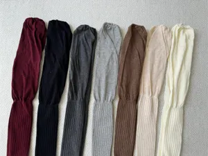 Solid color over-the-knee high socks detail, soft knitted ribbed long stockings for women.