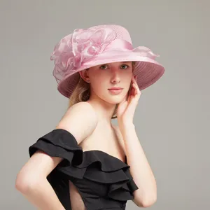 Chapeau de soleil en organza rose femme ete voyage plein air respirant chapeau de plage